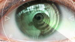 woman doing eyesight measurement with optical phoropter